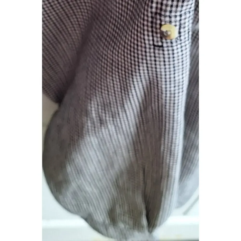 The North Face Men's Large Brown/Black Gingham Checked Button Front Casual Shirt